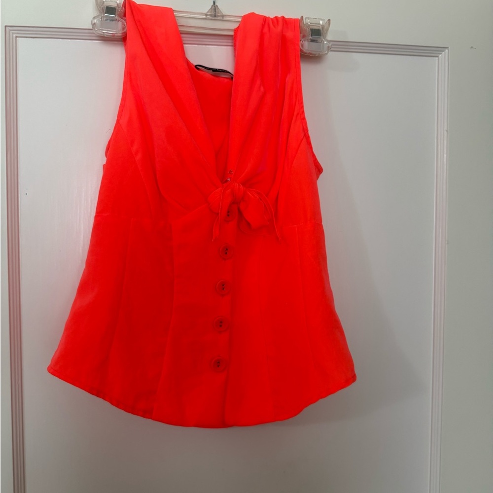 Vibrant orange top and short set